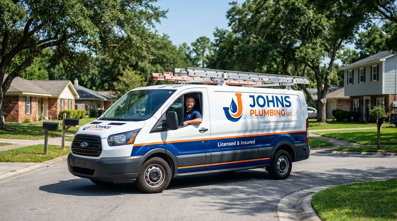 Johns Plumbing LLC service van in Louisville, TN
