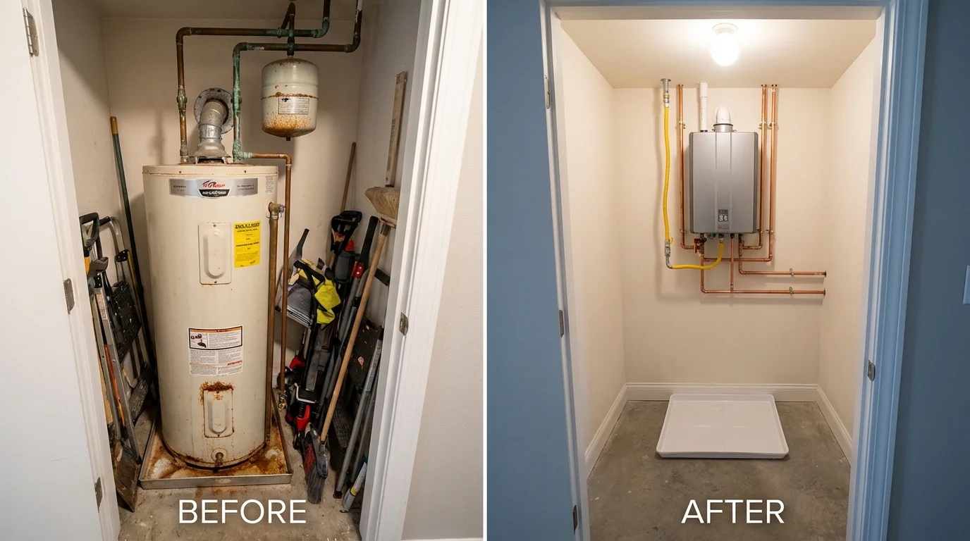 Tank water heater versus wall-mounted tankless unit comparison for Louisville, TN homeowners